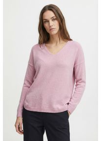 V-Ausschnitt-Pullover Only CARMAKOMA "CARMARGARETA LS PULLOVER KNT NOOS", Damen, Gr. S, rosa (light pink detail:melange), Strick, Obermaterial: 50% Viskose, 27% Nylon, 23% Polyester, meliert, normal normal, V-Ausschnitt, Rippstrickb&uuml;ndchen, Pullover V-Ausschnitt-Pullover, Viskosemischung, regular fit