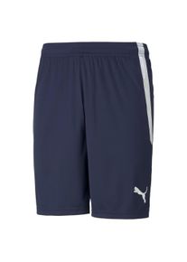 Trainingsshorts Puma "TEAMLIGA SHORTS", Herren, Gr. L, N-Gr, blau (peacoat, Puma wei&szlig;), Interlock, Obermaterial: 100% Polyester, unifarben, regular fit normal, Hosen Trainingsshorts, atmungsaktiv, mit DryCELL Technologie