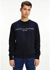 Sweatshirt Tommy Hilfiger "TOMMY LOGO", Herren, Gr. L (52), blau (desert sky), Sweatware, Obermaterial: 70% Baumwolle, 30% Polyester, bestickt, unifarben, normal h&uuml;ftbedeckend, Rundhals, eingesetzt Rippb&uuml;ndchen, Sweatshirts Sweatshirt, unifarben, casual, regular fit, Baumwollmix, Rundhals