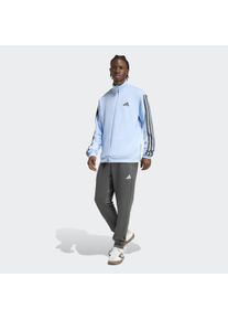 Trainingsanzug adidas Sportswear "3-STREIFEN FRENCH TERRY", Herren, Gr. S, glow blau, Obermaterial: 100% Polyester, Sportanz&uuml;ge Trainingsanzug, zweiteiliges Set, aus French-Terry-Material, mit Rippdetails, Topseller