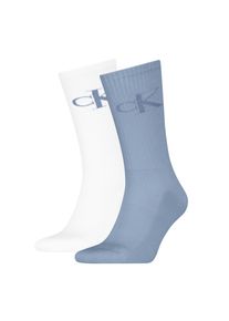 Tennissocken Calvin Klein Jeans "CKJ MEN SOCK MONOGRAM", Damen, Gr. 39-42, blau (blau, wei&szlig;), Baumwollmischung, unifarben, normal, Socken Tennissocken, mit verst&auml;rkter Ferse, komfortable Frotteesohle