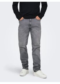 Only & Sons Straight-Jeans ONLY & SONS "ONSWEFT REG. MBD 5094 TAI DNM NOOS", Herren, Gr. 28, L&auml;nge 32, blau (medium grau denim), Denim/Jeans, Obermaterial: 98% Baumwolle, 2% Elasthan, Abriebeffekte, regular fit lang, Jeans Straight-Jeans, im 4-Pocket-Style