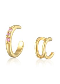 Paar Ohrklemmen HAZE & GLORY "Ohrringe Earcuff Set Glam 925 Silber vergoldet" Gr. 12, gold, Ohrringe, Damen, Silber 925 (Sterlingsilber), Paar Ohrklemmen