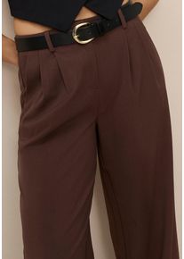 Lederg&uuml;rtel Laura Scott, Damen, Gr. 125, schwarz, Rindsleder, gl&auml;nzend, unifarben, G&uuml;rtel Lederg&uuml;rtel, mit goldfarbender runder Schnalle - NEW