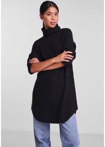 Rollkragenpullover Pieces "PCELLEN LS LONG KNIT NOOS BC", Damen, Gr. XL, schwarz, Strick, Obermaterial: 62% Polyester, 22% Polyacryl, 9% Nylon, 4% Elasthan, 3% Wolle, unifarben, figurumspielend h&uuml;ftbedeckend, Rundhals, Rippstrickb&uuml;ndchen, Pullover Rollkragenpullover