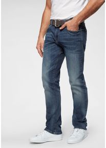 Regular-fit-Jeans Camel Active "HOUSTON", Herren, Gr. 32, L&auml;nge 34, blau (mid blau), Denim/Jeans, Obermaterial: 89% Baumwolle, 8% Polyester, 3% Elasthan, regular fit lang, Jeans Regular-fit-Jeans, im klassischen 5-Pocket-Stil