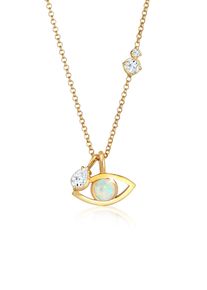Silberkette Elli Premium "Halskette Evil Eye Opal Solit&auml;r Topas Tropfen 925 Silber" Gr. 45, gold, Halsketten, Damen, mit Stein, Silber 925 (Sterlingsilber), Silberkette