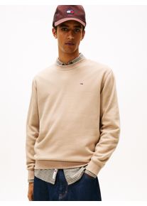 Sweatshirt Tommy Jeans "TJM REGULAR FLAG CREW NECK", Herren, Gr. M, beige (coastal taupe), Sweatware, Obermaterial: 80% Baumwolle, 20% Polyester, regular fit normal, Rundhals, eingesetzt Rippb&uuml;ndchen, Sweatshirts Sweatshirt, Mit besticktem Markenlogo auf Brusth&ouml;he