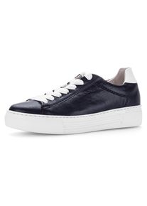 Plateausneaker Gabor "FLORENZ", Damen, Gr. 36, blau (nachtblau, wei&szlig;), Nappaleder, Schuhe Plateausneaker, Freizeitschuh, Halbschuh, Schn&uuml;rschuh mit Fu&szlig;bett, G-Weite