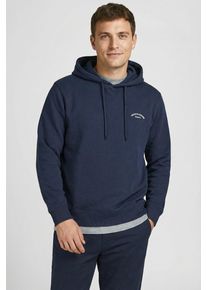Jack & Jones Kapuzensweatshirt JACK & JONES "JJCOLLEGE LOGO SWEAT HOOD", Herren, Gr. S, navy blazer, Sweatware, Obermaterial: 80% Baumwolle, 20% Polyester, unifarben, relaxed fit h&uuml;ftlang, Rundhals, Rippb&uuml;ndchen, Sweatshirts Kapuzensweatshirt