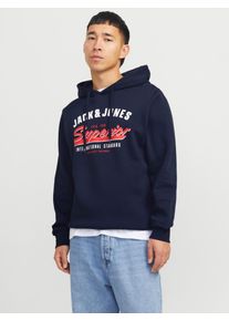 Jack & Jones Kapuzensweatshirt JACK & JONES "JJELOGO SWEAT HOOD 2 COL 24/25 NOOS", Herren, Gr. XS, blau (sky captain), angeraute Sweatware, Obermaterial: 70% Baumwolle, 30% Polyester, bedruckt, regular fit taillenbedeckt, ohne Ausschnitt, Rippb&uuml;ndchen, Sweatshirts Kapuzensweatshirt, mit Logo Print