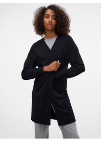 V&eacute;ro Moda Longstrickjacke VERO MODA "VMSILJE LS OPEN CARDIGAN GA NOOS", Damen, Gr. S, schwarz, Strick, Obermaterial: 77% Viskose, 23% Polyester, unifarben, loose fit, V-Ausschnitt, Strickjacken Longstrickjacke