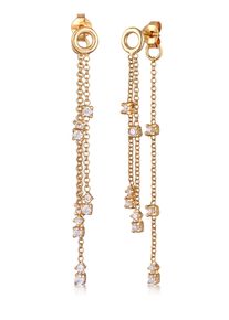 Paar Ohrstecker Elli "Ohrringe Ohrh&auml;nger Zirkonia Ketten Design 925 Silber" Gr. 55, gold, Ohrringe, Damen, 55,mit Stein, Silber 925 (Sterlingsilber), Paar Ohrstecker
