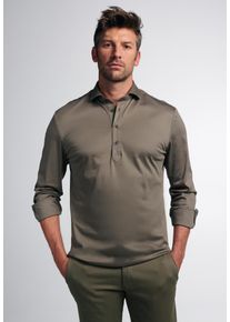 Langarmhemd Eterna "MODERN FIT", Damen, Gr. 41, Normalgr&ouml;&szlig;en, taupe, Jersey, 100% cotton, tailliert, Manschette, Hemden Langarmhemd, NON IRON (b&uuml;gelfrei)