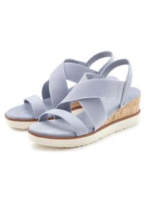 Sandalette Lascana "Sommerschuh, offener Schuh, Sandale", Damen, Gr. 40, hellblau, Obermaterial: 100% Textilmaterial. Decksohle: 100% Textilmaterial. Futter: 100% Lederimitat. Laufsohle: 100% Synthetik, unifarben mit Farbeinsatz, Basic, Schuhe Sandalette, mit elastischen Riemchen VEGAN, Topseller
