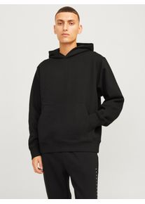 Jack & Jones Kapuzensweatshirt JACK & JONES "JJEURBAN EDGE SWEAT HOOD NOOS", Herren, Gr. XL, schwarz, angeraute Sweatware, Obermaterial: 70% Baumwolle, 30% Polyester, unifarben, relaxed fit taillenbedeckt, ohne Ausschnitt, Rippb&uuml;ndchen, Sweatshirts Kapuzensweatshirt, mit K&auml;ngurutasche
