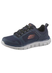 Sneaker Skechers "TRACK-KNOCKHILL", Herren, Gr. 44, blau (navy, orange), Leder, Textil, Schuhe Sneaker, mit gepolsterter Innensohle, Freizeitschuh, Halbschuh, Schn&uuml;rschuh