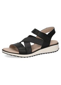 Keilsandalette Caprice, Damen, Gr. 38, schwarz, Leder, Textil, Schuhe Keilsandalette, Riemchensandale, Sommerschuh, Bequemschuh mit Strasssteinchen