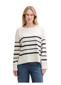 Langarmshirt Tom Tailor, Damen, Gr. XL (42), wei&szlig; (sanftes wei&szlig; blau irregular stripe), Obermaterial: 96% Baumwolle, 4% Elasthan, gestreift, regular fit taillenbedeckt, Rundhals, breiter Bund, Shirts Langarmshirt, mit Streifenmuster