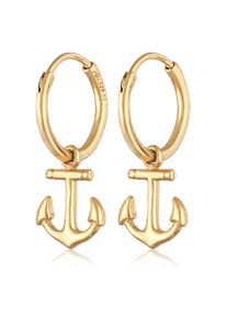 Paar Creolen Elli "Ohrringe Creolen Anker Maritim 925 Silber" Gr. 23, gold, Ohrringe, Damen, Silber 925 (Sterlingsilber), Paar Creolen