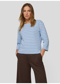 3/4-Arm-Shirt Rabe, Damen, Gr. 46, ozean, Strick, Obermaterial: 52% Baumwolle, 28% Polyester, 20% Viskose, gestreift, normal h&uuml;ftbedeckend, Rundhals, Shirts 3/4-Arm-Shirt, Strick-Look und gestreift