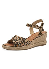 Keilsandalette Tamaris, Damen, Gr. 40, leodruck, Textil, Veloursleder, Schuhe Keilsandalette, Riemchensandale, Sommerschuh mit modischer Kreuzbandage