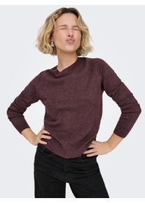 Rundhalspullover Only "ONLRICA LIFE L/S PULLOVER KNT NOOS", Damen, Gr. L, rose braun detail:with melange, Strick, Obermaterial: 93% Polyester, 4% Nylon, 3% Elasthan, meliert, regular fit normal, Rundhals, Rippstrickb&uuml;ndchen, Pullover Rundhalspullover, Materialmix, regular fit