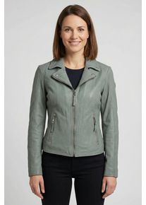 Lederjacke Mauritius "MWBajah", Damen, Gr. XXXL(46), frosty gr&uuml;n, Obermaterial: 100% Schafsleder. Futter: 100% Polyester. &Auml;rmelfutter: 100% Polyester, unifarben, regular fit h&uuml;ftlang, mit Rei&szlig;verschluss, Jacken Lederjacke, mit Reverskragen