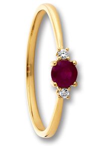 Diamantring ONE ELEMENT "0.03 ct Diamant Brillant Rubin Ring aus 585 Gelbgold" Gr. 54, gold, Fingerringe, Damen, 54,mit Brillant, Gelbgold 585, Diamantring