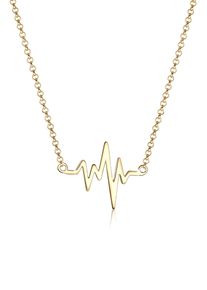 Kette mit Anh&auml;nger Elli "Halskette Herzschlag Anh&auml;nger Liebe 925 Silber" Gr. 45, gold, Halsketten, Damen, ohne Stein, Silber 925 (Sterlingsilber), Kette mit Anh&auml;nger
