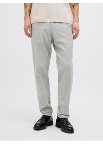Jack & Jones Chinohose JACK & JONES "JPSTACE SUMMER CHINO PANT SN", Herren, Gr. 33, L&auml;nge 34, agave gr&uuml;n detail:melange, Web, Obermaterial: 74% Baumwolle, 26% Leinen, meliert, slim fit kn&ouml;chellang, Hosen Chinohose, mit Rei&szlig;verschluss
