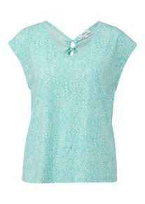 T-Shirt s.Oliver, Damen, Gr. 38, blau (pool blau), Jersey, Obermaterial: 50% Baumwolle, 50% Modal, unifarben, relaxed fit taillenbedeckt, V-Ausschnitt, Shirts T-Shirt, mit Cut-Out