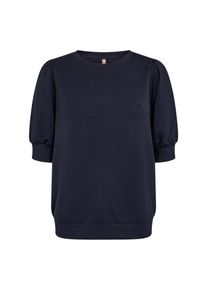 Kurzarmbluse soyaconcept "SC-BANU 83", Damen, Gr. S, blau (navy), Sweatware, Obermaterial: 48% Modal, 48% Polyester, 4% Elasthan, unifarben, regular fit normal, Rundhals, Rippb&uuml;ndchen, Blusen Kurzarmbluse