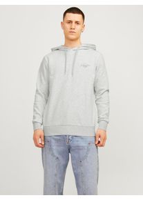 Jack & Jones Kapuzensweatshirt JACK & JONES "JJFERRIS SWEAT HOOD", Herren, Gr. S, wei&szlig; (wei&szlig; melange print:small), angeraute Sweatware, Obermaterial: 60% Baumwolle, 40% Polyester, bedruckt, meliert, normal, Rundhals, Rippb&uuml;ndchen, Sweatshirts Kapuzensweatshirt