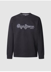 Sweatshirt Pepe Jeans "DORIAN CREW", Herren, Gr. S, schwarz, Sweatware, Obermaterial: 100% Baumwolle, bedruckt, regular fit, Rundhals, Rippb&uuml;ndchen, Sweatshirts Sweatshirt, mit Logo-Druck im Used Look