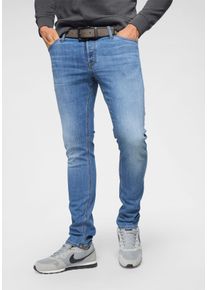 Jack & Jones Slim-fit-Jeans JACK & JONES "JJIGLENN Slim-Fit mit Stretch und praktischer 5-Pocket-Form", Herren, Gr. 32, L&auml;nge 34, blau (light blau denim), Denim/Jeans, Obermaterial: 70% Baumwolle, 28% Polyester, 2% Elasthan, Abriebeffekte, slim fit kn&ouml;chellang, Jeans Slim-fit-Jeans, Baumwollmischung, slim fit, Topseller