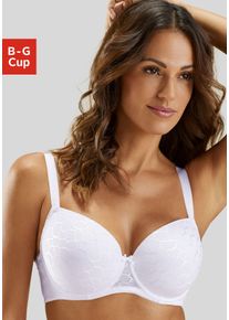 Schalen-BH Lascana "Chiara", Damen, Gr. 80, Cup E, wei&szlig;, Spitze, Obermaterial: 85% Polyamid (TACTEL), 15% Elasthan (LYCRA), BHs Schalen-BH, mit graphischem Netz-Muster, Dessous