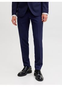 Jack & Jones Anzughose JACK & JONES "JPRFRANCO Hose mit schmalem Bein und cleanem Look", Herren, Gr. 50, N-Gr, blau (medieval blau), Web, Obermaterial: 78% Polyester, 17% Viskose, 5% Elasthan, meliert, slim fit normal, Hosen Anzughose, meliert, modisch, slim fit, Kunstfaser