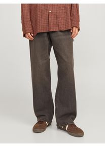 Jack & Jones Relax-fit-Jeans JACK & JONES "JJIRON JJORIGINAL AKM NOOS", Herren, Gr. 28, L&auml;nge 32, schwarz (schwarz denim), Denim/Jeans, Obermaterial: 100% Baumwolle, Abriebeffekte, loose fit kn&ouml;chellang, Jeans Relax-fit-Jeans