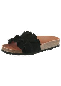Pantolette VERBENAS "Rocio Roda", Damen, Gr. 41, schwarz, Veloursleder, unifarben, Schuhe Pantolette, Sommerschuh, Flat mit geschwungenen Laschenstoff