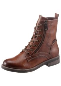 Schn&uuml;rboots Tamaris "SHAE", Damen, Gr. 37, braun (cognac), Lederimitat, Schuhe Schn&uuml;rboots, Blockabsatz, Schn&uuml;rboots Stiefelette mit Zierrei&szlig;verschluss