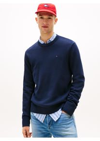 Strickpullover Tommy Jeans "TJM SLIM FIT LIGHT SWEATER", Damen, Gr. XL, schwarz night navy, Strick, Obermaterial: 100% Baumwolle, unifarben, slim fit normal, Rundhals, eingesetzt Rippstrickb&uuml;ndchen, Pullover Strickpullover, Slim fit mit Rundhalsausschnitt