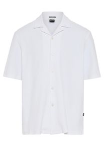 Kurzarmhemd BOSS "C-LARS CAMP B-262", Damen, Gr. S, N-Gr, wei&szlig;100, Jersey, Obermaterial: 97% Baumwolle, 3% Elasthan, unifarben, relaxed fit h&uuml;ftbedeckend, abgesteppte Kante, Hemden Kurzarmhemd, mit Freizeitkragen, Relaxed Fit