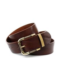 Lederg&uuml;rtel Anthoni Crown, Damen, Gr. 85, braun (dunkelbraun), Leder, unifarben, G&uuml;rtel Lederg&uuml;rtel, mit gemusterter Dornschlie&szlig;e in goldfarben