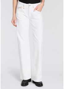 Straight-Jeans Herrlicher "Prime New Denim White Stretch", Damen, Gr. 26, L&auml;nge 32, silk, Denim/Jeans, Obermaterial: 97% Baumwolle, 3% Elasthan, unifarben, straight fit lang, Jeans Straight-Jeans, mit Spitzbund und Keileins&auml;tzen, High Waist