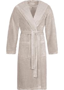 Unisex-Bademantel Vossen "Lynn" Gr. XL, grau (stone), L:120cm, Microfaser-Webfrottier, Hausm&auml;ntel, Unisex-Bademantel, f&uuml;r Damen & Herren, mit Kapuze, aus Microfaser