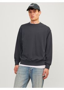 Jack & Jones Sweatshirt JACK & JONES "JJECHARGE SWEAT CREW NECK NOOS", Herren, Gr. S, blau (schwarz navy), angeraute Sweatware, Obermaterial: 60% Baumwolle, 40% Polyester, unifarben, loose fit taillenbedeckt, Rundhals, Rippb&uuml;ndchen, Sweatshirts Sweatshirt, mit Rippb&uuml;ndchen