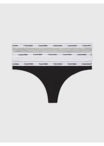 Tanga "3 PACK THONG (LOW-RISE)", Damen, Gr. XS (34), 3 Stk., schwarz-wei&szlig; (schwarz, wei&szlig;, grau heather), Jersey, Obermaterial: 90% Baumwolle, 10% Elasthan, Calvin Klein Underwear, unifarben, k&ouml;rpernah, Unterhosen Tanga, String low waist mit Logobund, Topseller