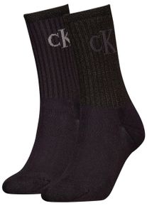 Socken Calvin Klein Jeans "CKJ WOMEN SOCK 2P GLOSSY RIB", Damen, Gr. 39-42, schwarz, Materialmix, unifarben, elastisch, Socken Socken, mit Logostickerei
