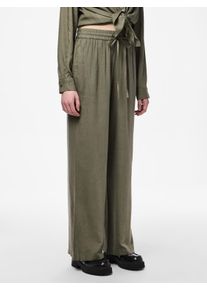 Schlupfhose Pieces "PCPIA HW WIDE PANTS WVN NOOS", Damen, Gr. XXL, N-Gr, deep lichen gr&uuml;n, Web, Obermaterial: 70% Viskose, 30% Leinen, unifarben, normal, Hosen Schlupfhose, Sommerhose, mit Leinen
